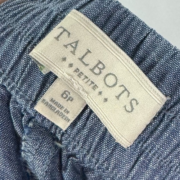 Talbots Petite Blue Chambray Cotton Wide Leg Crop Pants 6P - Picture 4 of 5